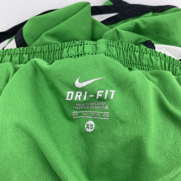 Nike Womens Elastic Waist Dri-FIT Track Shorts Sz XS 2 Pairs Blue/Black & Green - Picture 7 of 7